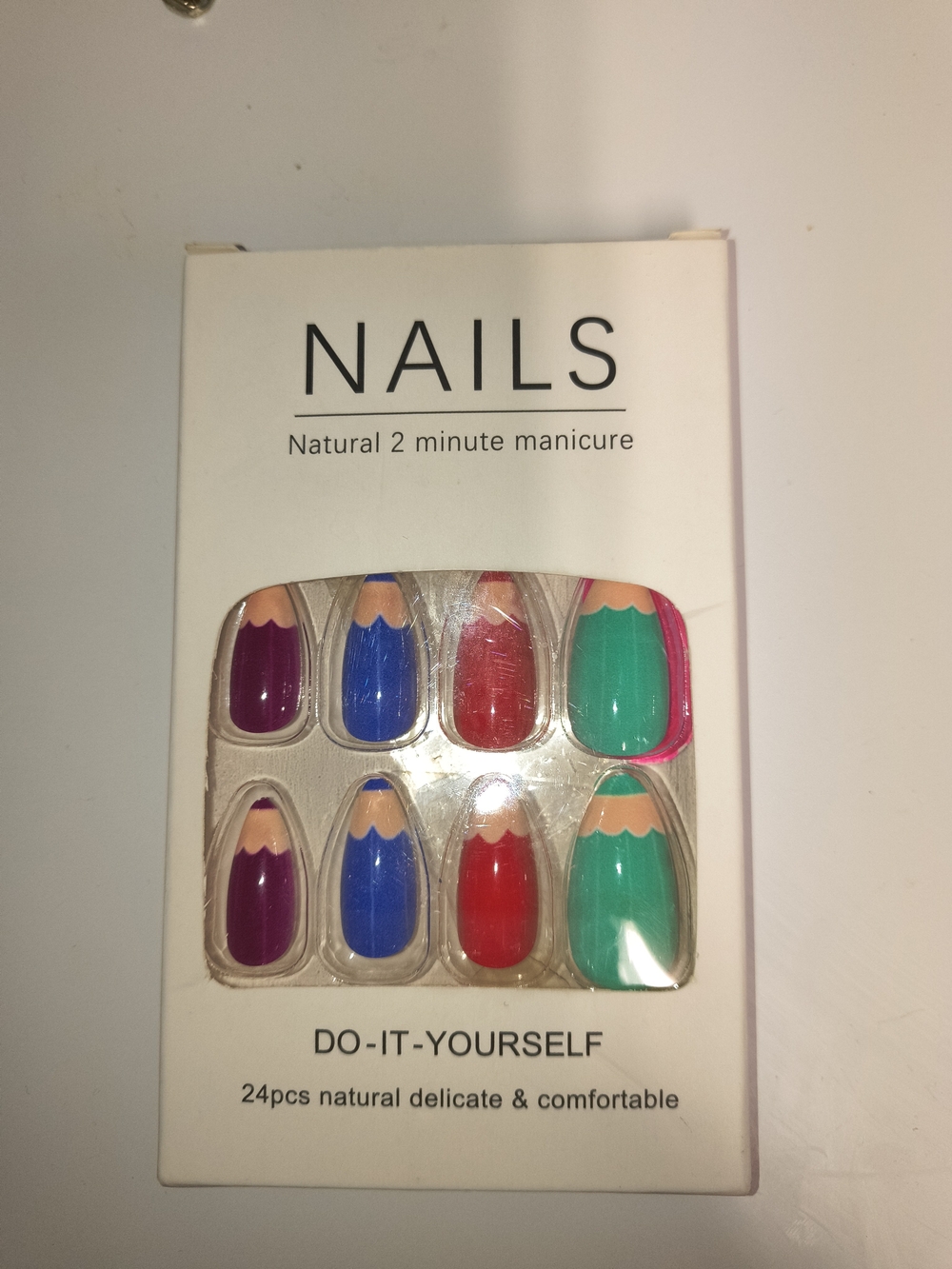 Multicolor Colored Pencil Press-On Nails